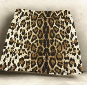 Leopard Print Mini Skirt in Brown/Black Brown thumbnail 1
