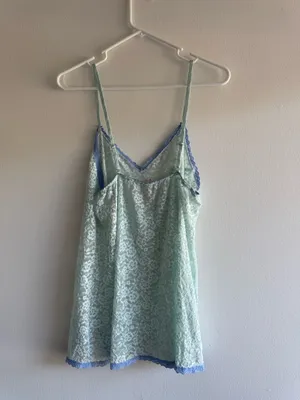 Victoria's Secret Teal Lace Slip with Blue Trim thumbnail 2