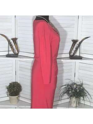 Ralph Lauren Midi Dress coral Pink Derby elegant wedding guest Old Money glam S thumbnail 4