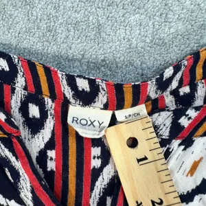 Roxy High Low Tunic Blouse Size Small 3/4 Sleeve Blue/Orange Southwestern thumbnail 7