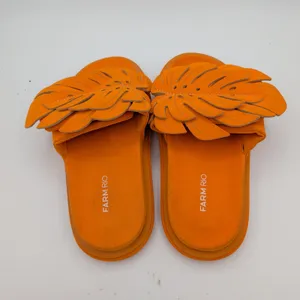 Farm Rio Orange Monstera Leaf Leather Platform Slide Sandals Womens‎ US 8 EU 39 thumbnail 6