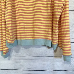 We The Free People Classic Stripe Crew Sweatshirt Oversized Yellow Size XL Boho‎ thumbnail 5