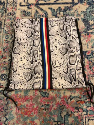 Pam & Gela Snake-Print Drawstring Gym Bag with Tricolor Stripe thumbnail 3