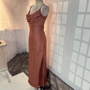 Revelry desert rose satin bridesmaids gown size 6 thumbnail 3