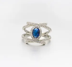 Blue Oval Ring, Size 7 thumbnail 1