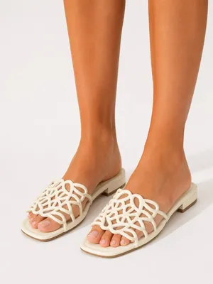 A New Day Fiona Bone Cutout Slide Sandals Size 7 NIB thumbnail 1