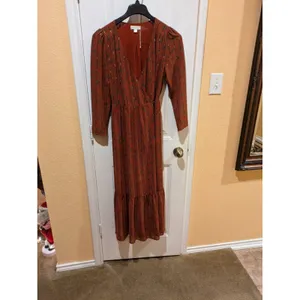 See U Soon Brown Wrap Long Midi Long Sleeve Dress Size Small thumbnail 4