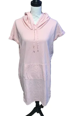 Xersion Light Pink Hooded T-Shirt Dress Short Sleeve Athletic Pocket Semi Fit thumbnail 1