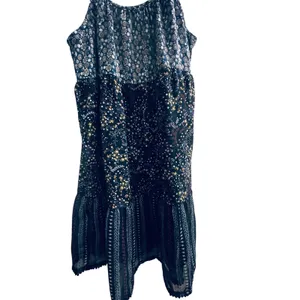 Mo:Vint New York Navy Blue Floral Mixed Print Tiered Mini‎ Dress Womens Medium thumbnail 4