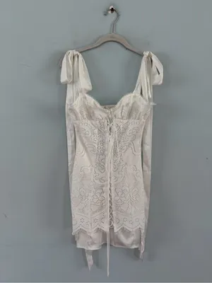 NWT For Love & Lemons Zahra White Lace Mini Dress thumbnail 5