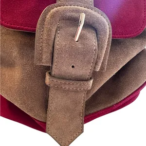 House of Harlow 1960 Juda Mini Backpack Suede Adjustable Straps Red‎ & Brown thumbnail 2