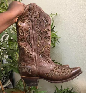 TWISTED X Steppin’out Chocolate Brown Python Inlay Cowboy Cowgirl Western Boots Women 6B thumbnail 1