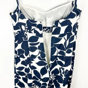 J. CREW 100% Linen Blue White Floral Spaghetti Straps Lined Dress 4 Preppy Boho thumbnail 5