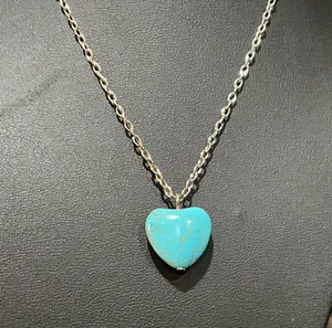 Silver Heart Necklace and Earring Set Blue thumbnail 6