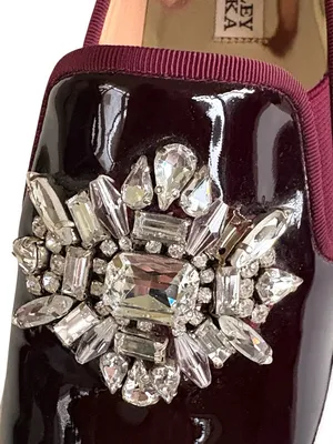 EUC Badgley Mischka Leather Barre Rhinestone Embellished Slip-On Flats Size 8 thumbnail 7