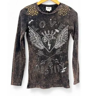 Ariat | S | T-shirt Tee Top Long Sleeve Embroidered Studs Women Western Small thumbnail 1