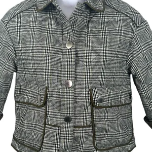 Zara Oversized Plaid Utility Coat Jacket Medium Green Gray Check thumbnail 4