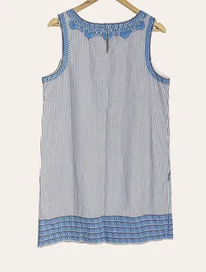 Vineyard Vines Floral Striped Embroidered Shift Dress Size 12 thumbnail 5
