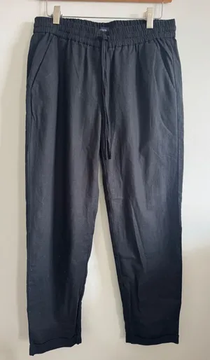 J.Crew‎ Womens Pants Black Linen Cotton Blend Drawstring Basic Lightweight Size 4 thumbnail 1