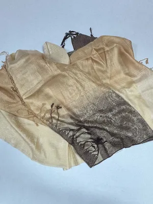 Gold and Black Paisley Pashmina Shawl With Fringes - 71" x 28"‎ - NEW In Bag. thumbnail 10