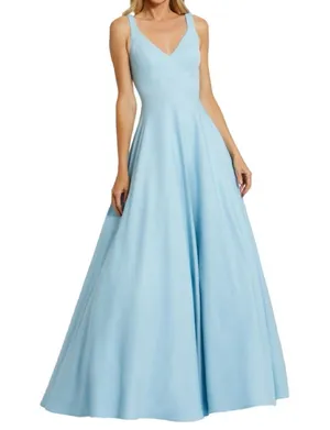 Ieena for Mac Duggal Blue Classic Sleeveless A-Line Ballgown with Pockets Sz 6 thumbnail 1