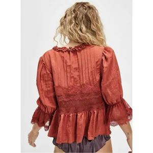 Free People Dainty Ethereal Cottage Forever Young Lace Ruffle Bed Jacket Large thumbnail 3