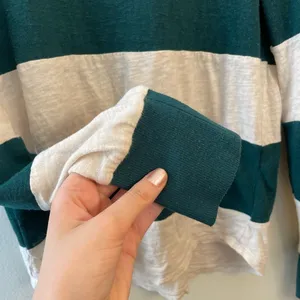 Green and White Striped Woman's Long‎ Sleeved Size Small Top thumbnail 2