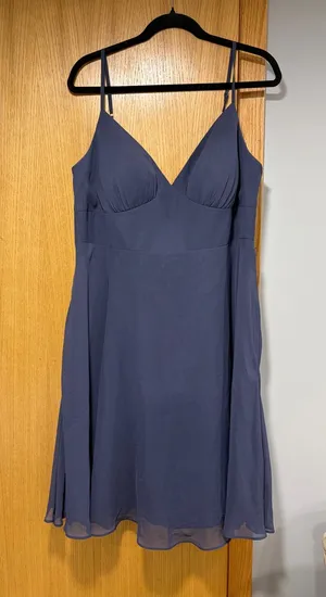 Azazie Emmy Knee Length Dress in Dark Blue (Stormy) - Size 16 thumbnail 1