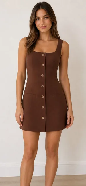 Sincerely Jules Brown Sleeveless Button Dress S thumbnail 1