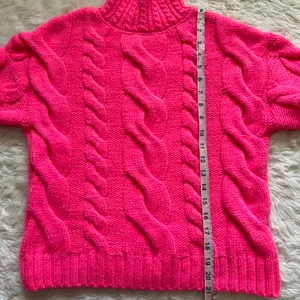 Anthropologie Sweater Mock Neck Cable-Knit Long Sleeve Neon Pink XXS thumbnail 10