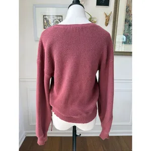 Gentle Fawn Balletcore Mauve Tulip Pink Crossfront Sweater L thumbnail 2