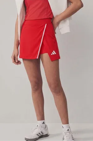 Adidas Essential red color pop side slit athletic skirt skort size XXS NWT thumbnail 1