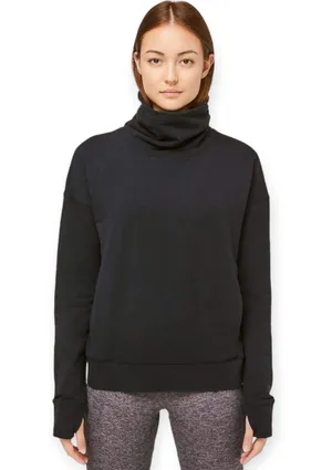 Lululemon | Sz 4 | Go Forward Black Funnel Neck Long-Sleeve Pullover Sweatshirt thumbnail 1