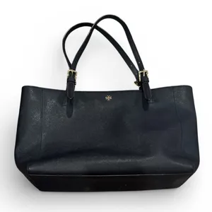 Tory Burch Emerson small saffiano leather careerwear office buckle blue tote bag thumbnail 2