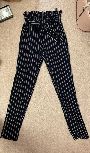 SheIn Paper Bag Pinstripe Dress Pants thumbnail 1