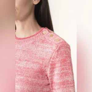 Vanessa Bruno Jaslin Marled Pink Sweater Button Shoulder‎ Baby Alpaca Size S thumbnail 4