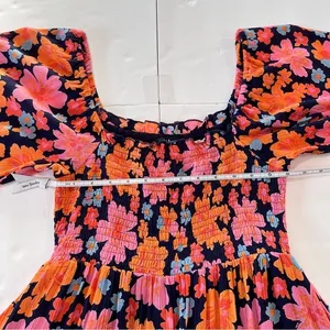 NWT Lulus Pollen in Love Navy Blue Floral‎ Puff Sleeve Mini Skater Dress SMALL thumbnail 8