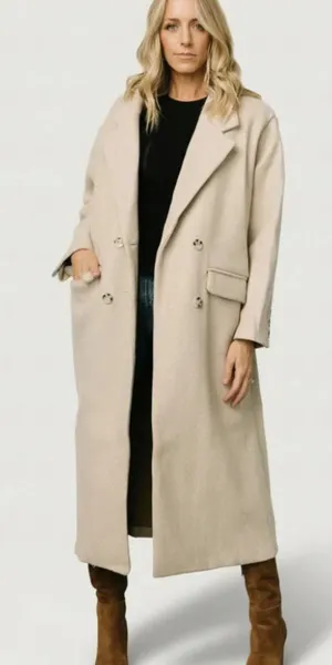 Baltic Born Anderson Double Breasted Long Coat Natural Size M/L thumbnail 1