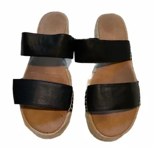 Aldo Women's Size 8 Espadrille Slide Sandals Double Strap Black Slip On Platform thumbnail 1