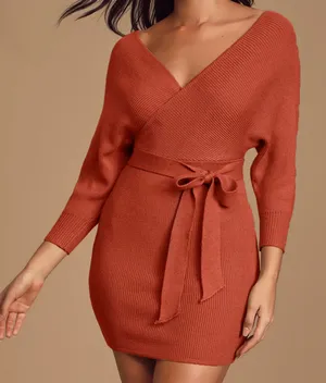 Lulus Burnt Orange Sweater Dress thumbnail 4