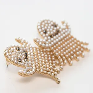 Pearl Ghost Halloween Earrings‎ New Gold thumbnail 5