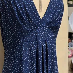 Elegant Navy Blue Polka Dot Slip Dress thumbnail 2