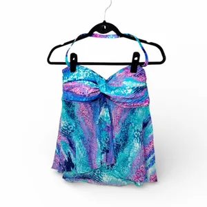 Beach Diva Mesh Halter Baby Doll Mermaid Fairy Ruffle Top Swimsuit Top Sz 12 thumbnail 2