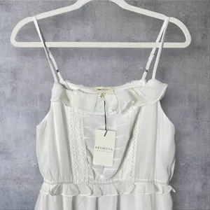 Prómesa New Chiffon Maxi White‎ Ruffle Bodice Adjustable Straps Dress Medium thumbnail 4