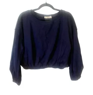 Free People We The Free Navy Blue Cropped Sweater Small‎ thumbnail 1