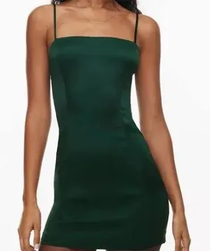 Aritzia Sunday Best Dress Mini Satin Green thumbnail 2
