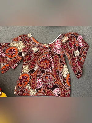 Charlotte Russe Multicolor Paisley Off-Shoulder Blouse thumbnail 3