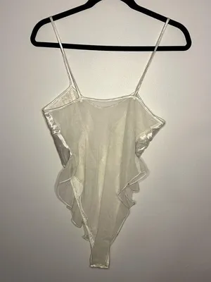 Victoria's Secret Women's Vintage 90s Embellished Teddy Lingerie Bodysuit Pearl thumbnail 10