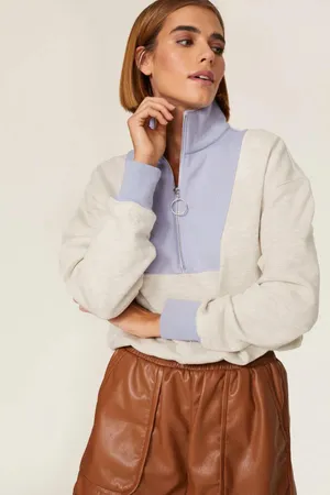 Alys colorblock cotton-blend half-zip sweatshirt sweater size S small thumbnail 1