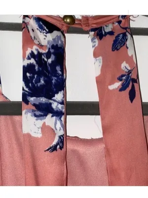 Charlotte Russe Coral Pink Floral Halter Maxi Dress with Navy Accents thumbnail 9